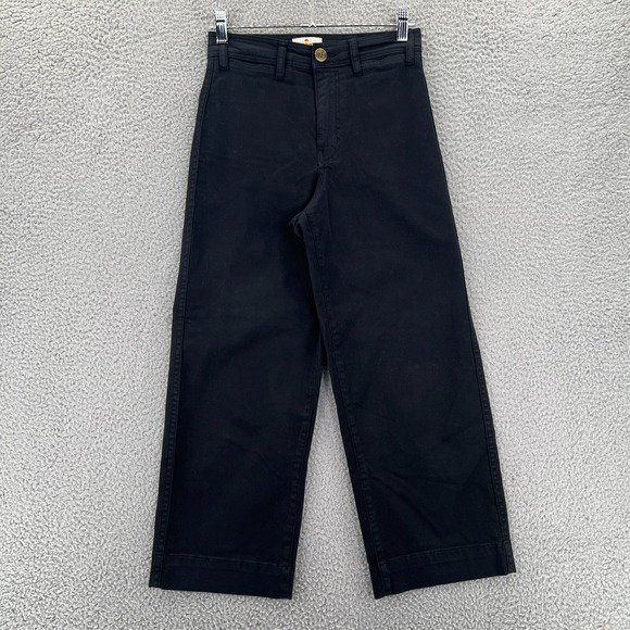 MARINE LAYER Pants Womens‎ 2 Petite (26x24 Act) High Waist Black Wide Leg 14650 - Picture 1 of 13